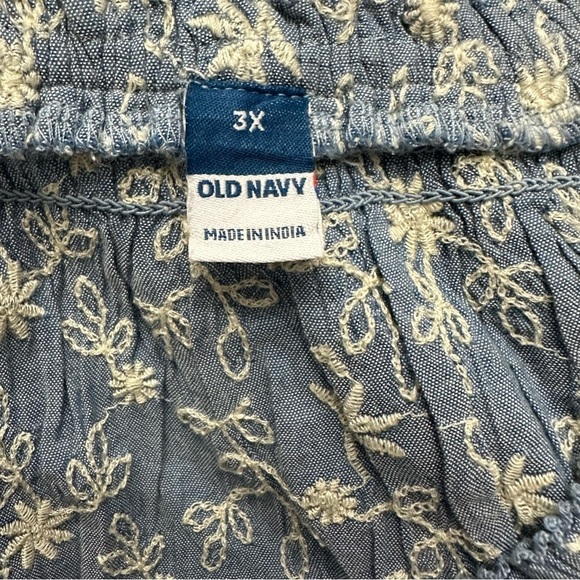 Old Navy Square Neck Embroidered Puff Sleeve Babydoll Dress Blue Size 3X NWT - Picture 2 of 7